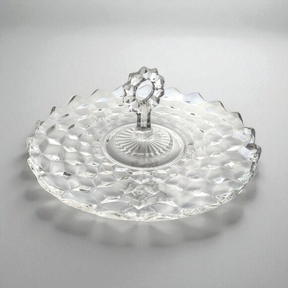 Vintage Fostoria American Clear Glass Serving Tray with Handle - Picture 1 of 5